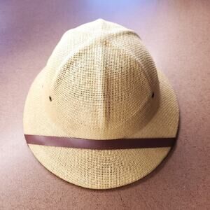 Pith Safari Jungle Helmet African Summer Hat with Sweatband Toyo Natural Khaki